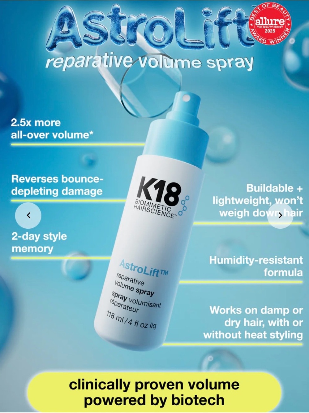 K18 AstroLift Reparative Volume Spray/Leave-In Repair Hair Mask Mini Set - NWOB - Picture 7 of 8